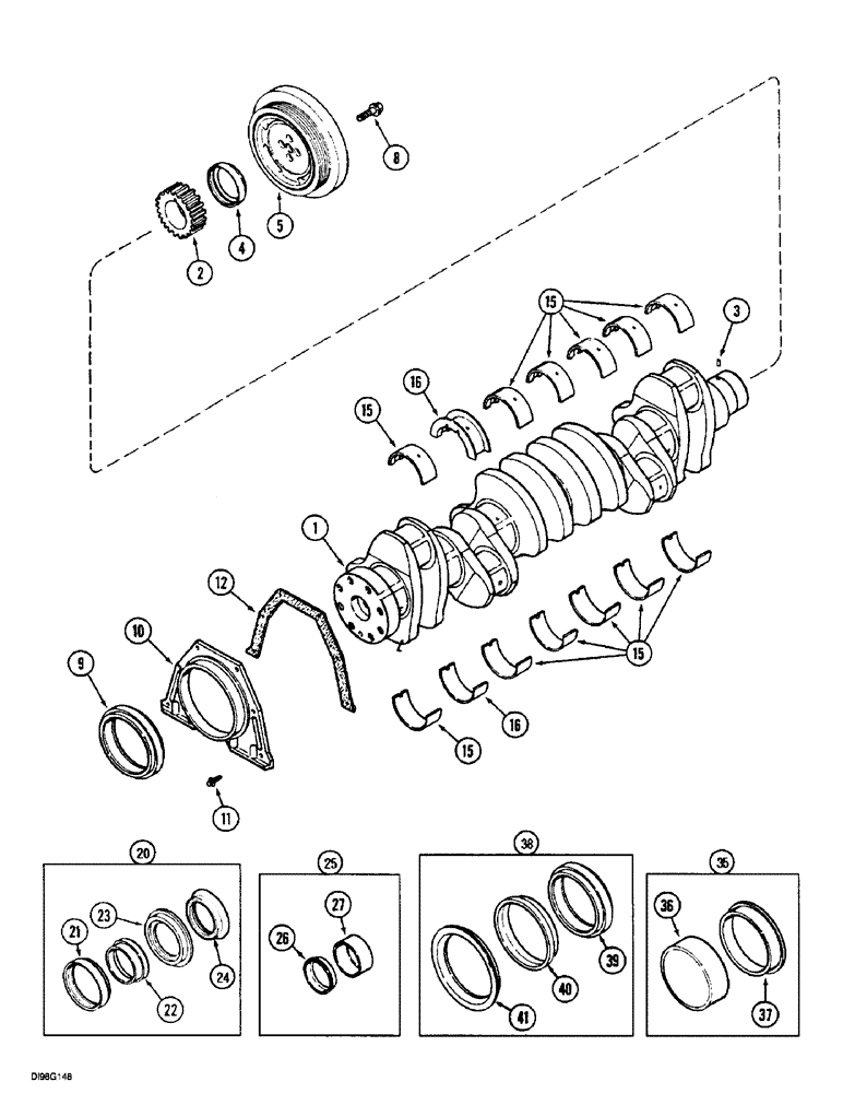 Схема запчастей Case IH 5150 - (2-104) - CRANKSHAFT, (5130/5140/5150) (02) - ENGINE