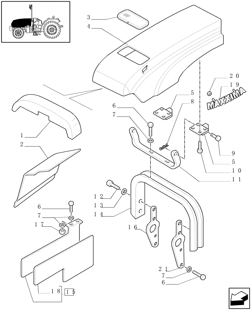 Схема запчастей Case IH JX1095N - (1.83.0[03]) - HOOD (08) - SHEET METAL