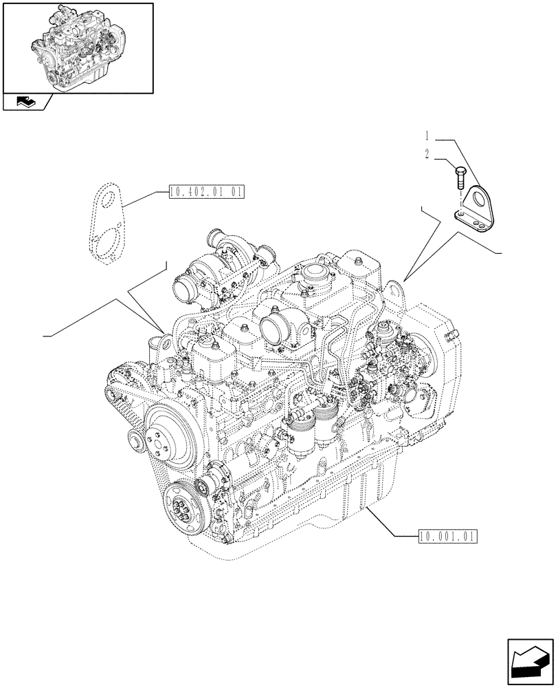 Схема запчастей Case IH F4GE9684R J603 - (10.012.04) - HOOKS - ENGINE (2852182) 