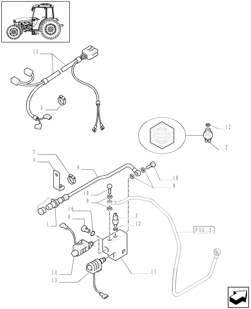 Схема запчастей Case IH JX1085C - (710372290[03]) - (DIA KIT) TRAILER BRAKE VALVE (ITALY) (18) - VARIATIONS