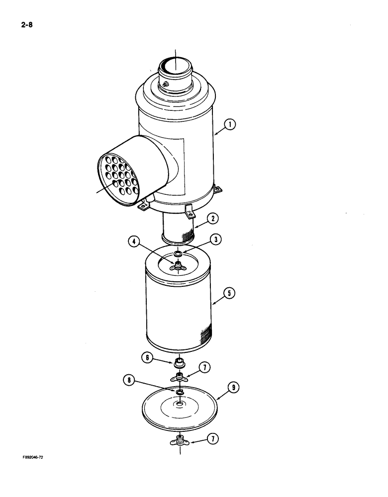 Схема запчастей Case IH 9150 - (2-08) - AIR CLEANER ASSEMBLY (02) - ENGINE