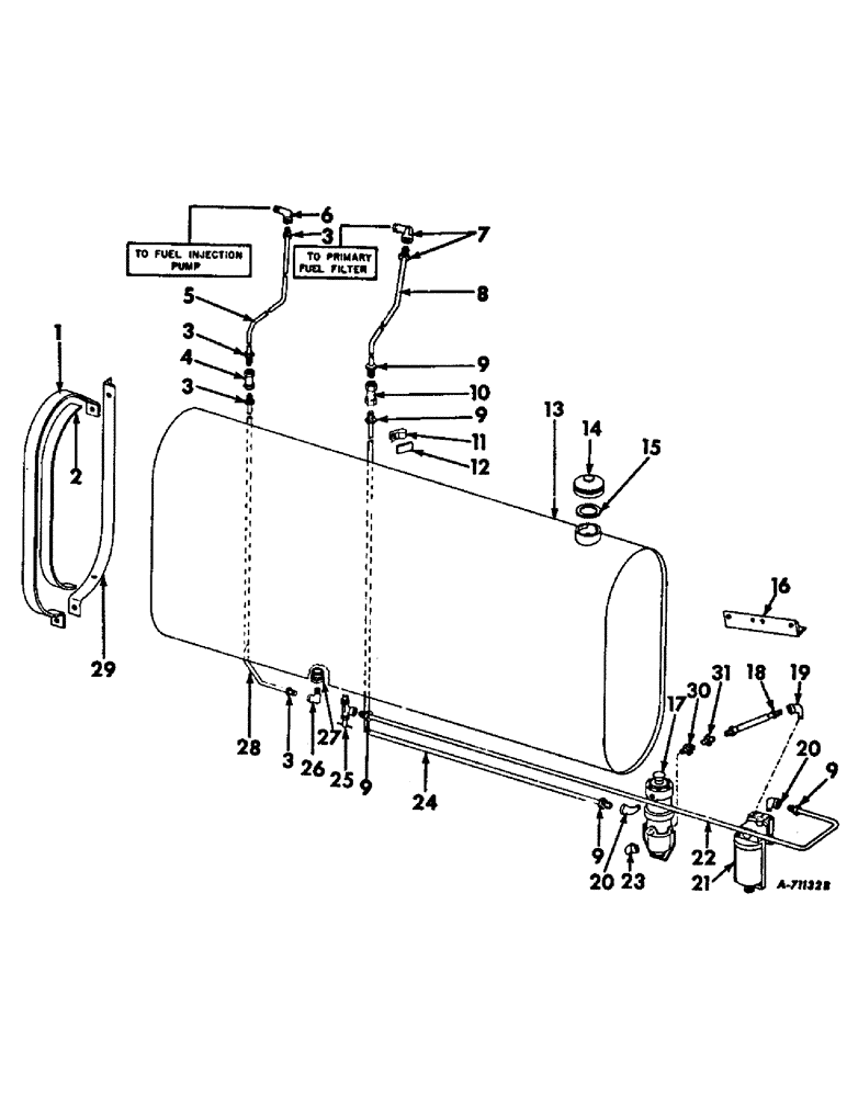 Схема запчастей Case IH 403 - (351) - FUEL TANK AND CONNECTIONS, FOR D-301 ENGINE (10) - ENGINE