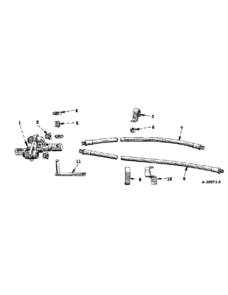 Схема запчастей Case IH 200 - (238) - HYDRAULIC SYSTEM, FRONT SECTION BREAK-AWAY COUPLING BRACKET, HOSES & CLAMP, FARMALL 200 TRACTOR (07) - HYDRAULIC SYSTEM