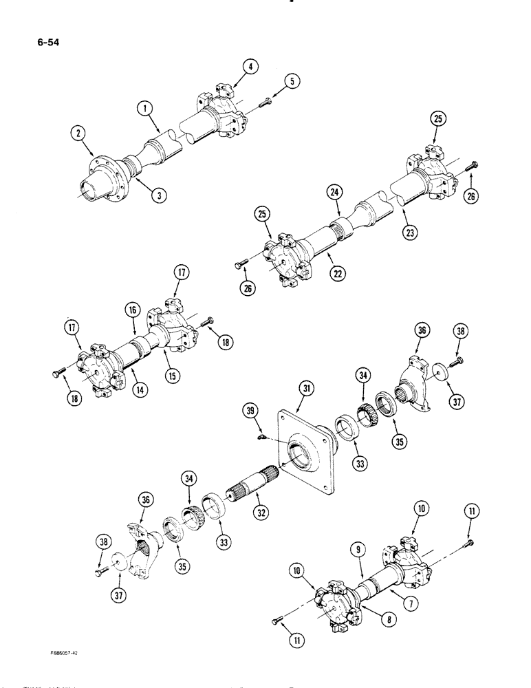 Схема запчастей Case IH STEIGER - (6-54) - DRIVESHAFT ASSEMBLIES (06) - POWER TRAIN