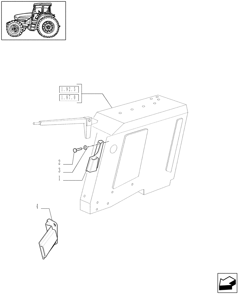 Схема запчастей Case IH JX1090U - (1.89.3/05) - (VAR.895) SUPPORT FOR TRAILER BRAKE CONTROL LEVER (09) - IMPLEMENT LIFT