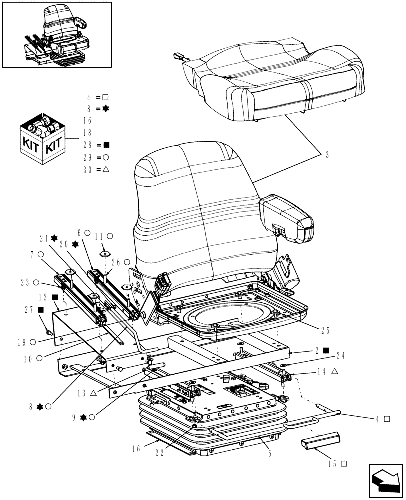 Схема запчастей Case IH WDX1902 - (10.07[01.2]) - SEAT (10) - OPERATORS PLATFORM/CAB