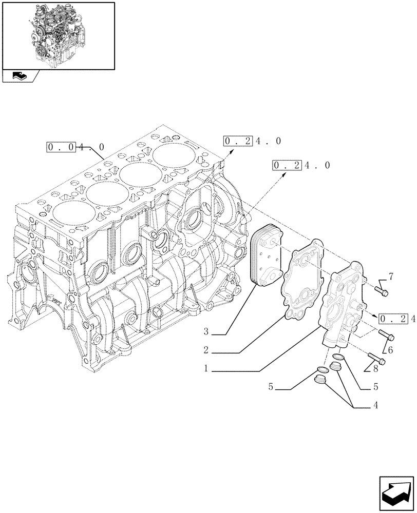 Схема запчастей Case IH FARMALL 65C - (0.31.0) - HEAT EXCHANGER (01) - ENGINE