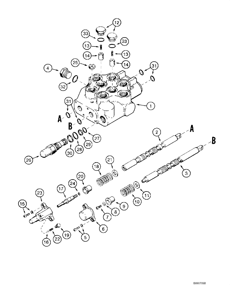 Схема запчастей Case IH 1840 - (08-05) - VALVE, CONTROL - LOADER, - JAF0120445 (MODELS WITHOUT SELF-LEVELING) (08) - HYDRAULICS