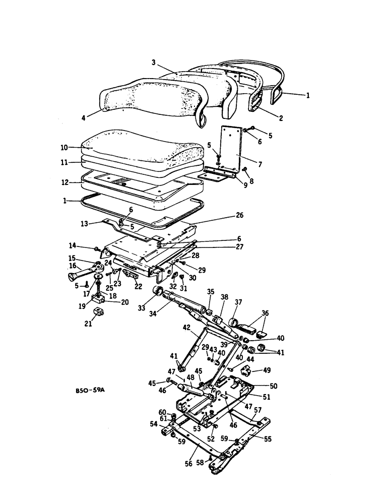 Схема запчастей Case IH 385 - (13-06) - SUPERSTRUCTURE, SEAT, LUXURY SUSPENSION PVC COVERED WITH BEFORE & AFTER & HEIGHT ADJUSTMENT, BOSTROM (05) - SUPERSTRUCTURE