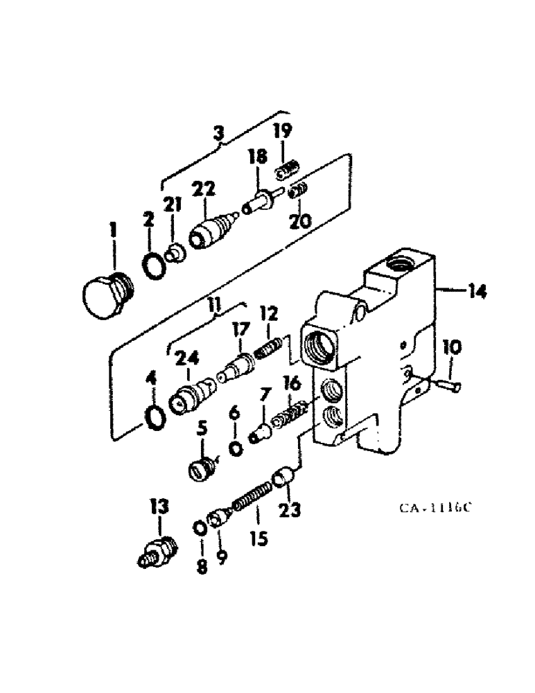 Схема запчастей Case IH 464 - (10-23) - HYDRAULICS, UNLOADING AND FLOW CONTROL VALVE (07) - HYDRAULICS