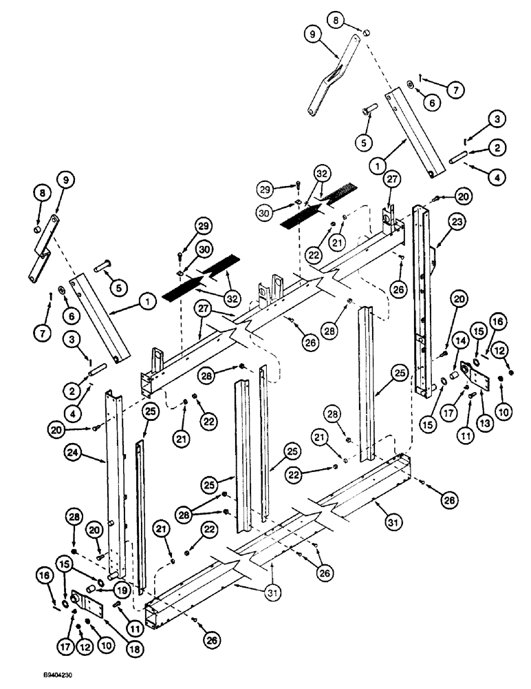 Схема запчастей Case IH 2055 - (9D-23A) - BASKET DOOR, ARMS, CHANNELS AND STRUTS, 5 ROW WIDE (16) - BASKET