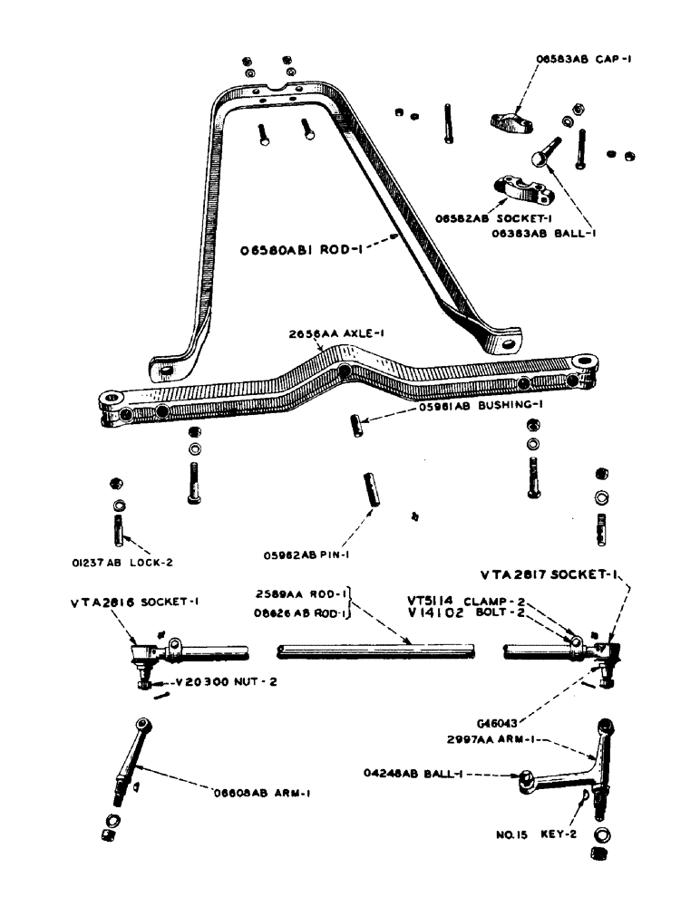 Схема запчастей Case IH SO-SERIES - (088) - FRONT AXLE, FOR S AND SO TRACTORS, PARTS FOR 2589AA FRONT AXLE TIE ROD (06) - POWER TRAIN