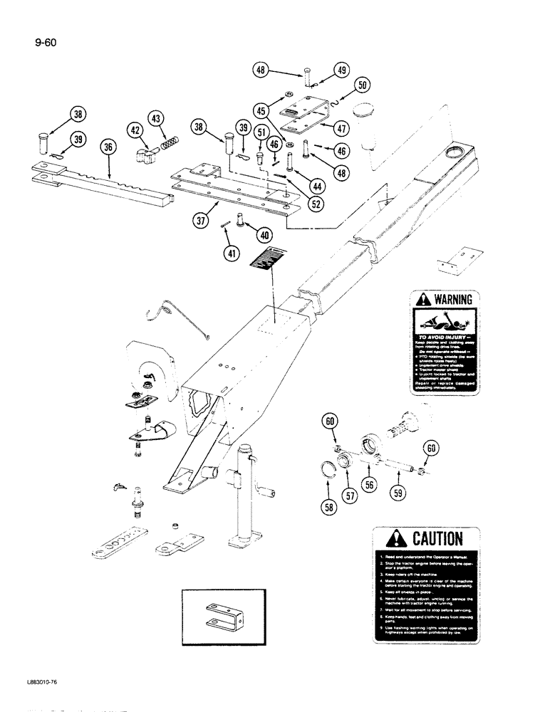 Схема запчастей Case IH 1590 - (9-060) - HITCH EXTENSION, TONGUE, AND ROPE-CONTROLLED POSITIONER, 1190 MOWER CONDITIONER (03) - CHASSIS/MOUNTED EQUIPMENT