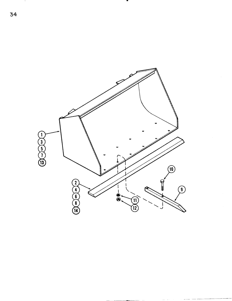 Схема запчастей Case IH 74L - (34) - MATERIAL BUCKET WITH TINES (82) - FRONT LOADER & BUCKET