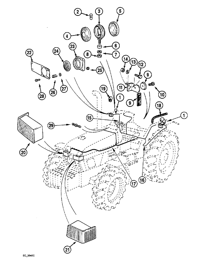 Схема запчастей Case IH 4230 - (4-08) - LIGHTS AND HARNESS, FLAT TOP FENDERS (04) - ELECTRICAL SYSTEMS