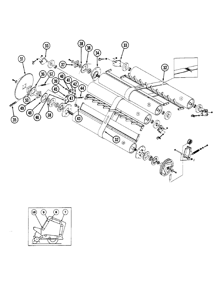 Схема запчастей Case IH 3450 - (56) - BELTS & ROLLER ASSYS 7 - 10, MACHINES W/ 1.378" (35 MM) ID BEARINGS, PRIOR TO P.I.N. 001280M, CONTD 