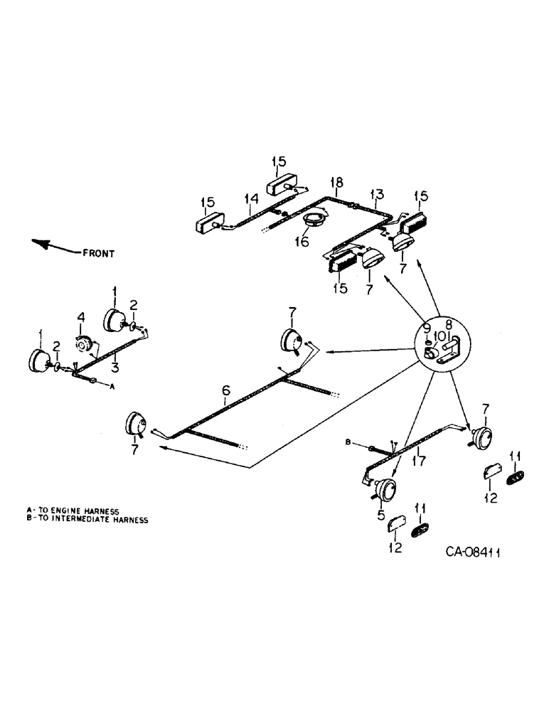 Схема запчастей Case IH 4586 - (08-14) - ELECTRICAL, TRACTOR LIGHTING CONNECTIONS AND MOUNTING, 4586 TRACTORS (06) - ELECTRICAL