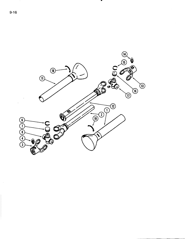 Схема запчастей Case IH 4000 - (9-16) - HEADER DRIVE SHAFT (09) - CHASSIS/ATTACHMENTS