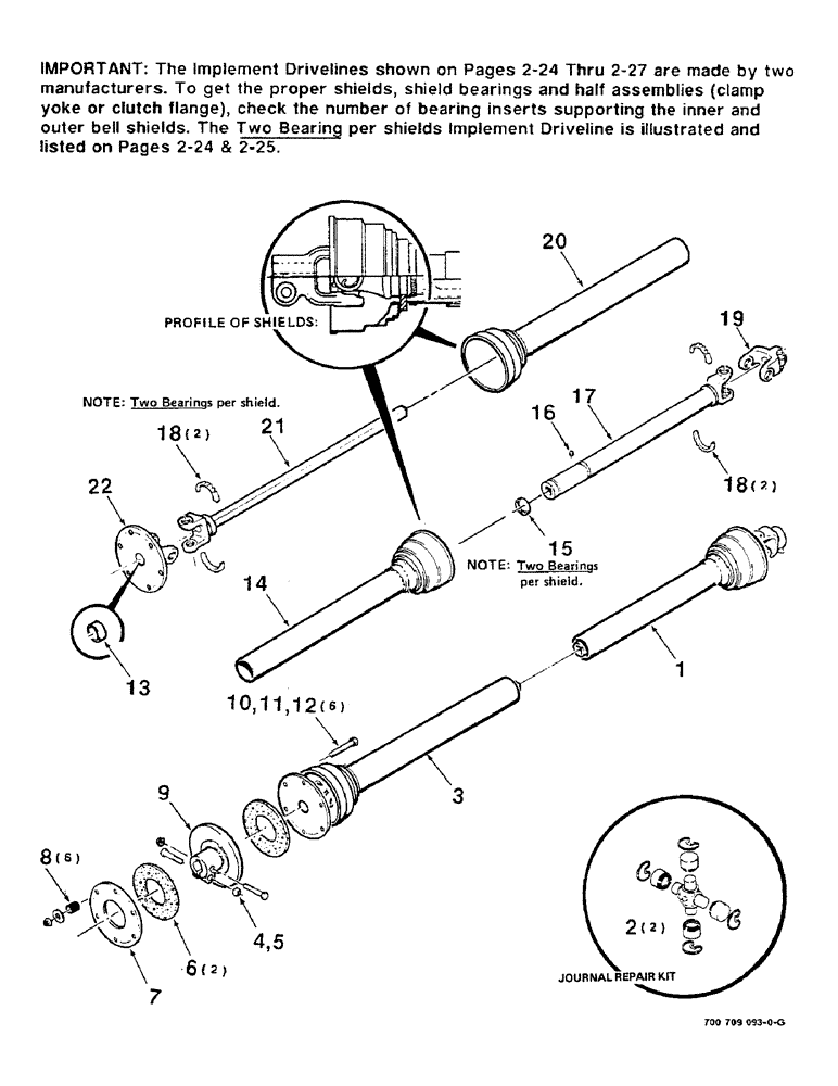 Схема запчастей Case IH 8320 - (2-24) - U-JOINT AND SLIP CLUTCH ASSEMBLY, TWO BEARING (09) - CHASSIS