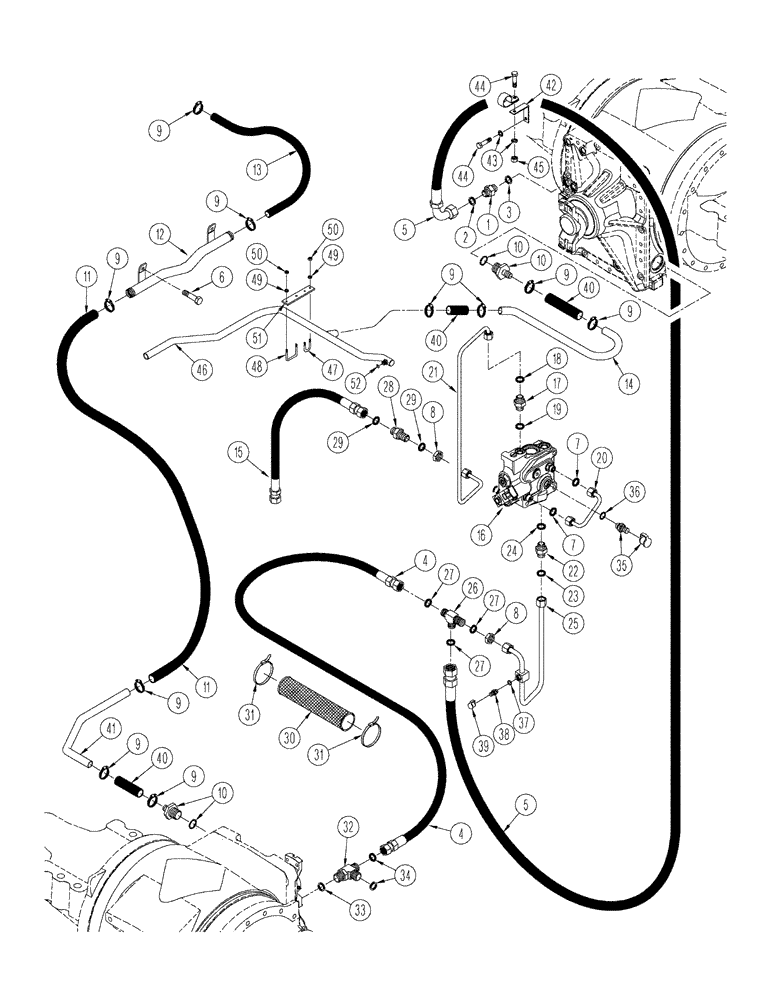 Схема запчастей Case IH STX450 - (08-05) - 400 SERIES AXLE HYDRAULICS - LUBRICATION CIRCUIT, BSN JEE0102001 (08) - HYDRAULICS