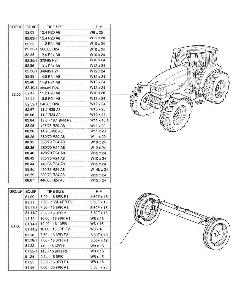 Схема запчастей Case IH JX1100U - (80.00 [01]) - (SEC. 11) TRACTION (11) - WHEELS/TRACKS
