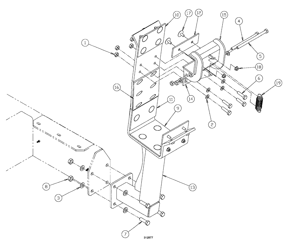 Схема запчастей Case IH SPX4260 - (142) - CRADLE ASSEMBLY RH (90) - PLATFORM, CAB, BODYWORK AND DECALS