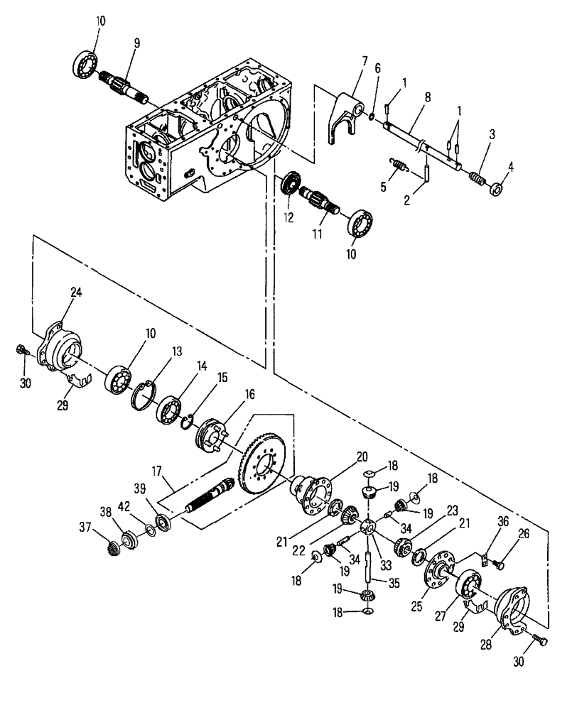 Схема запчастей Case IH DX45 - (05.01) - REAR AXLE DIFFERENTIAL & LOCK LINKAGE (05) - REAR AXLE