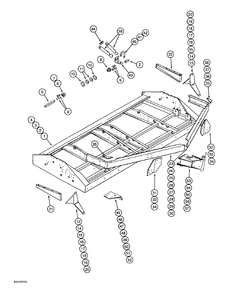 Схема запчастей Case IH 7100 - (9-002) - FRAME AND ROCKSHAFT MOUNTING (09) - CHASSIS/ATTACHMENTS