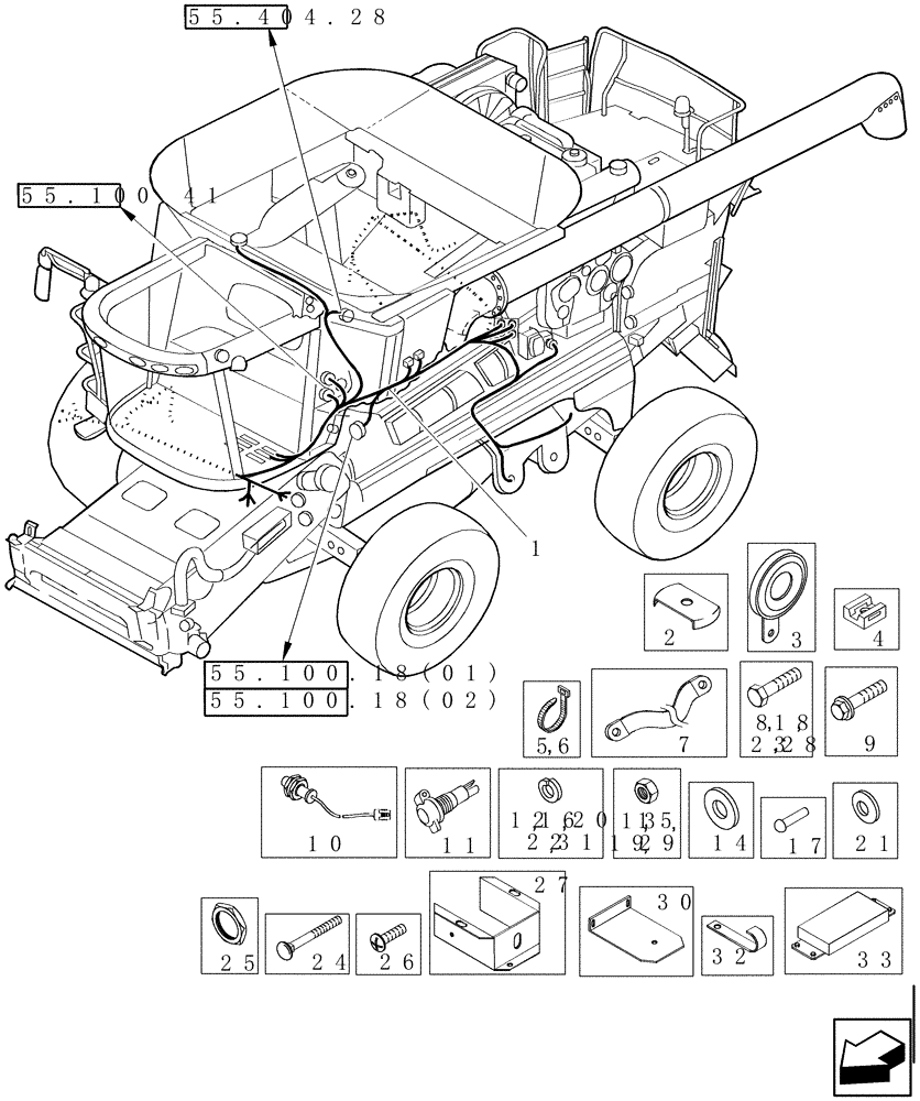 Схема запчастей Case IH 9010 - (55.100.17[02]) - WIRE HARNESS, MAIN FRAME - 9010 (55) - ELECTRICAL SYSTEMS