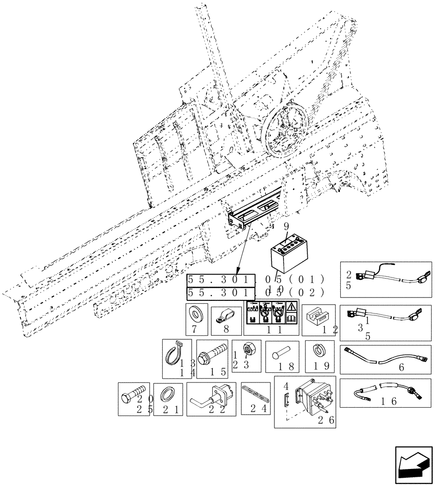 Схема запчастей Case IH 8010 - (55.100.10[02]) - BATTERY SYSTEM - 9010 (55) - ELECTRICAL SYSTEMS