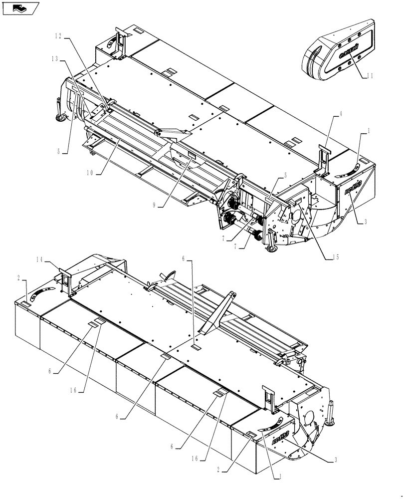 Схема запчастей Case IH RD193 - (90.108.01) - DECALS (90) - PLATFORM, CAB, BODYWORK AND DECALS