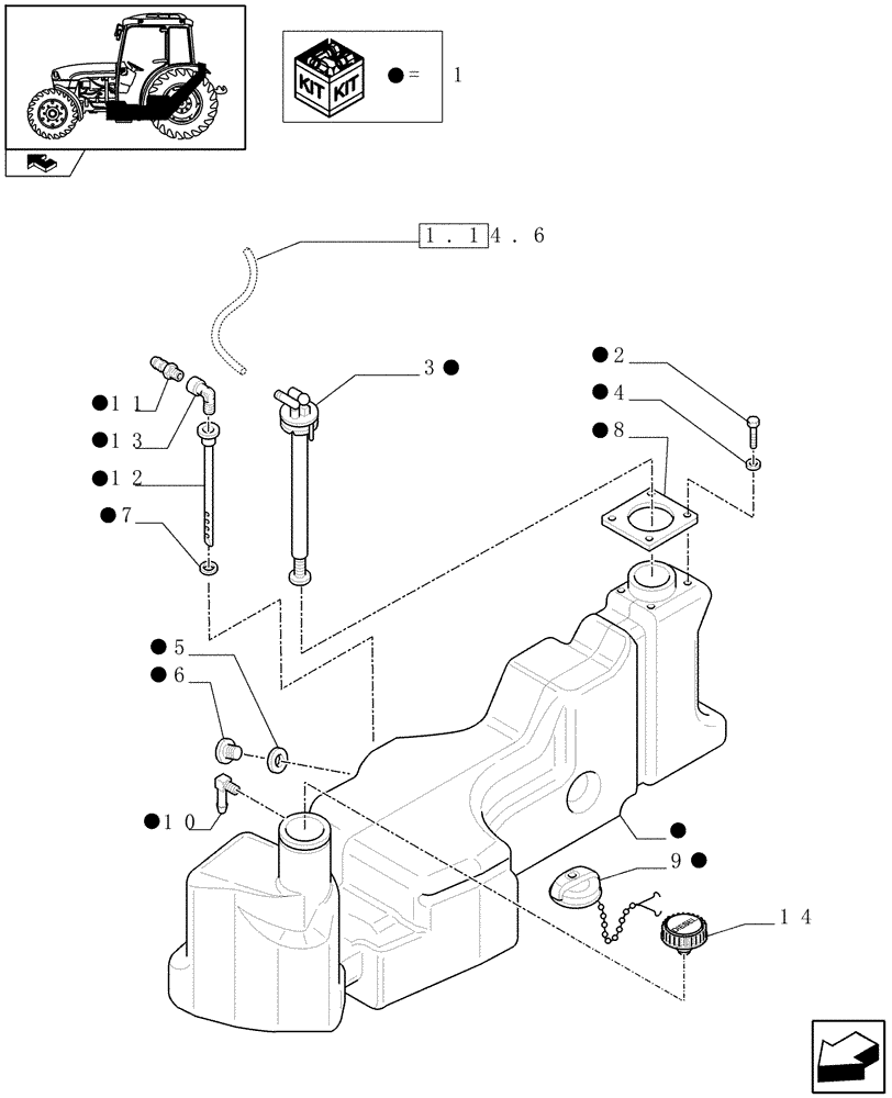 Схема запчастей Case IH FARMALL 95C - (1.14.0) - FUEL TANK (02) - ENGINE EQUIPMENT