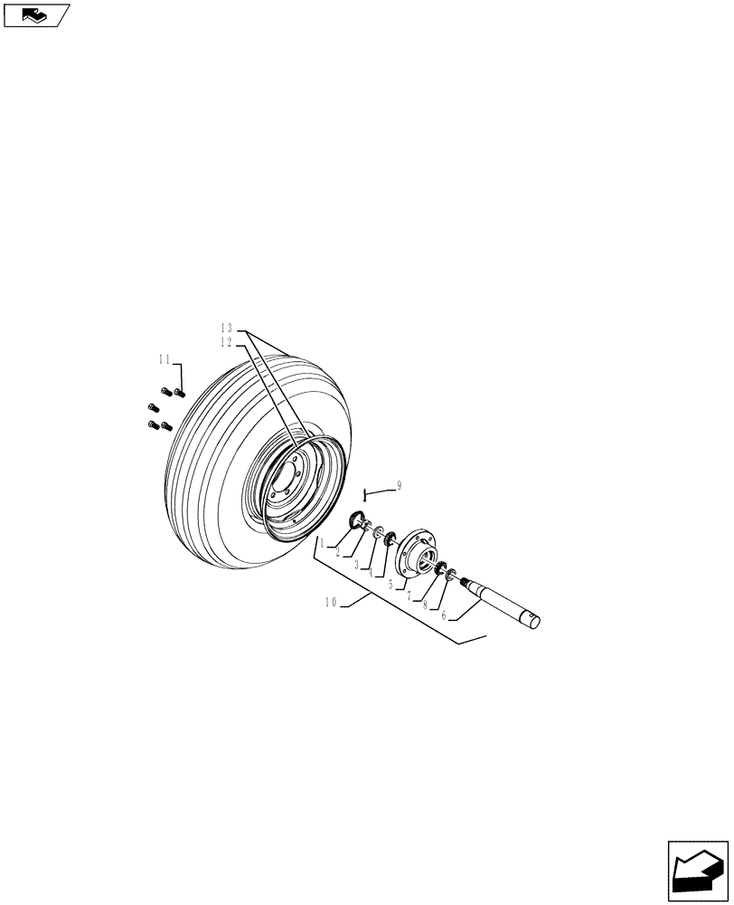 Схема запчастей Case IH 940 - (44.100.03) - WING TANDEM 6-BOLT HUB ASSEMBLY (44) - WHEELS