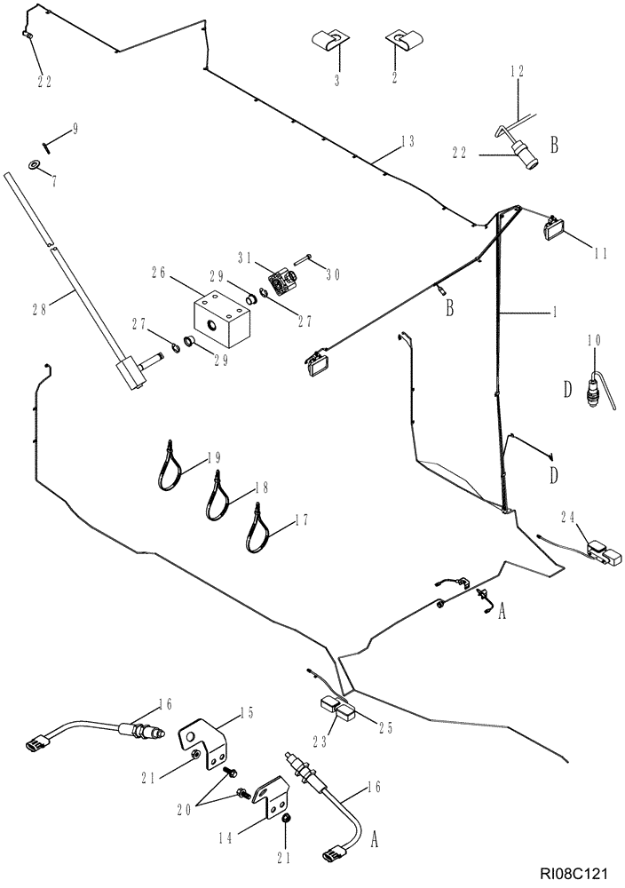 Схема запчастей Case IH 625 - (55.100.10[01]) - HARNESS, MODULE (55) - ELECTRICAL SYSTEMS