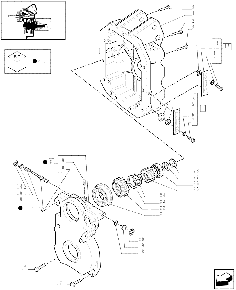 Схема запчастей Case IH MXU100 - (1.80.1/01[01]) - (VAR.807) NON-SYNCHRONIZED 540-1000 RPM POWER TAKE-OFF - COVER AND RELATED PARTS (07) - HYDRAULIC SYSTEM