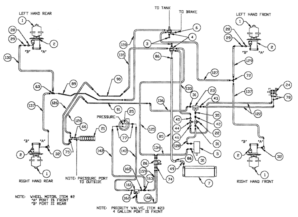 Схема запчастей Case IH PATRIOT XL - (06-001) - HYDRAULIC PLUMPING - BASIC UNIT Hydraulic Plumbing