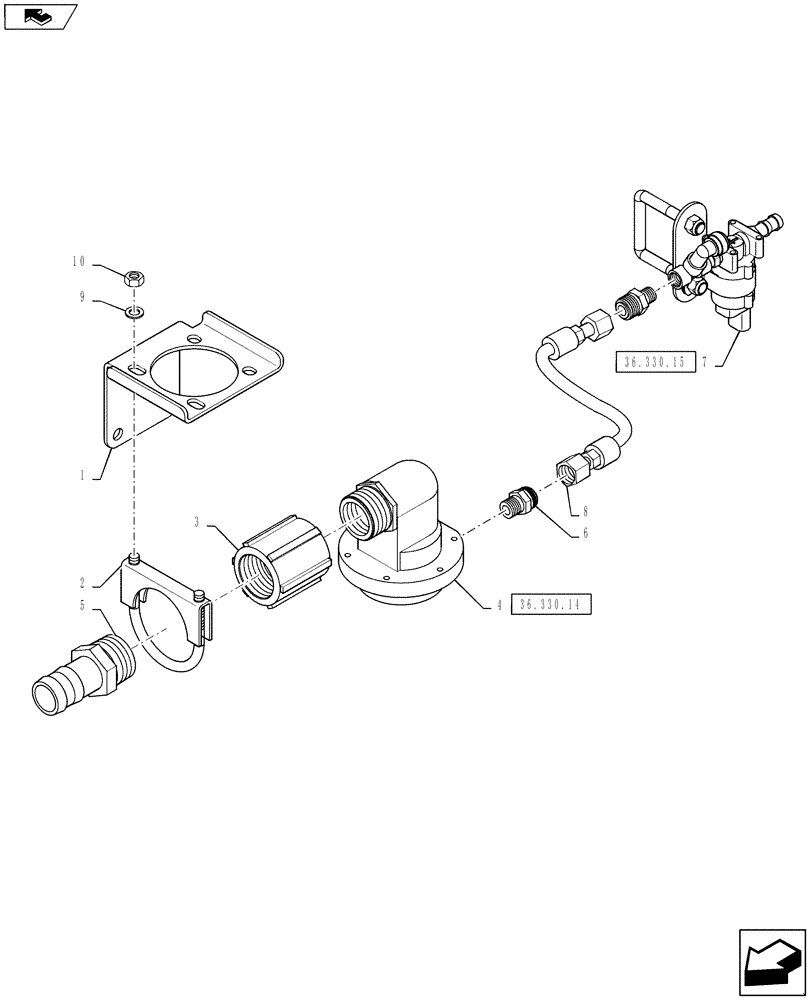 Схема запчастей Case IH 4430 - (36.330.13) - FOAM MARKER CHAMBER GROUP, LH (36) - PNEUMATIC SYSTEM