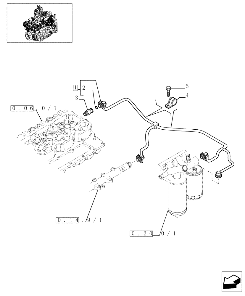 Схема запчастей Case IH MXU135 - (0.20.4/01) - INJECTION EQUIPMENT - PIPING (01) - ENGINE