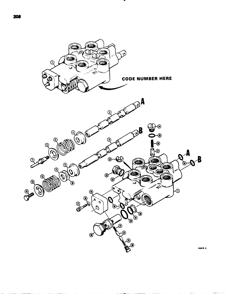 Схема запчастей Case IH 1845 - (208) - TWO SPOOL VALVES, CESSNA NO. 30572 - AAD AND 30572 - AAH (35) - HYDRAULIC SYSTEMS