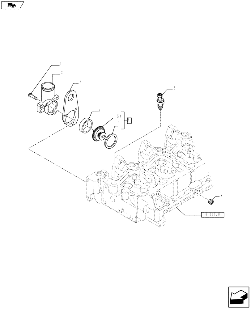 Схема запчастей Case IH F4GE9684B J605 - (10.402.01[02]) - THERMOSTAT - ENGINE COOLING SYSTEM (504083230-504320541-504033593-504198770) (10) - ENGINE