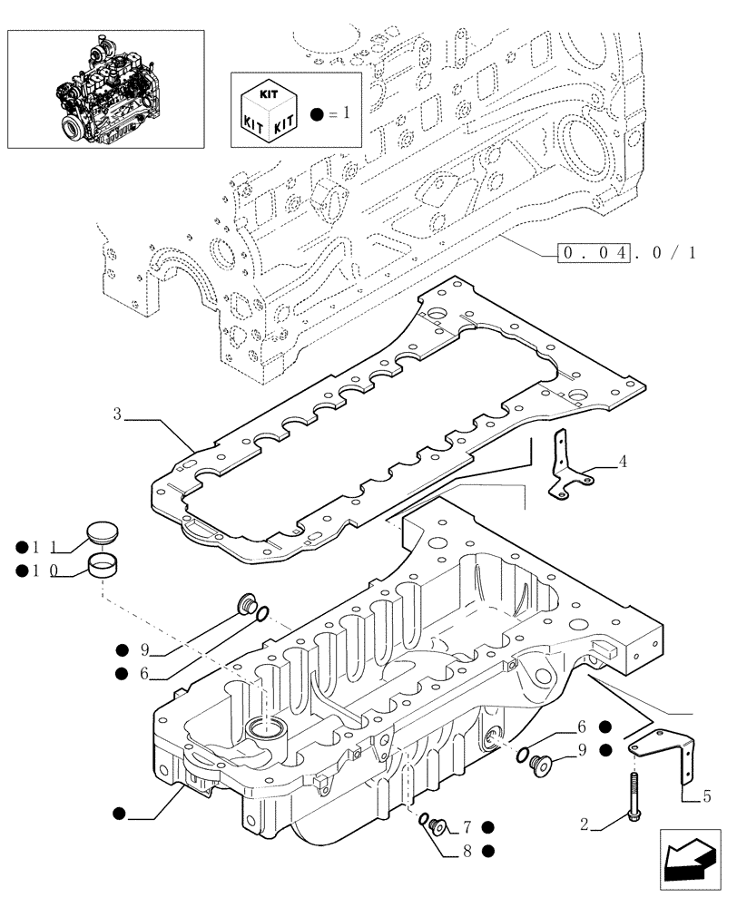 Схема запчастей Case IH MXU125 - (0.04.2/01) - ENGINE OIL SUMP (01) - ENGINE