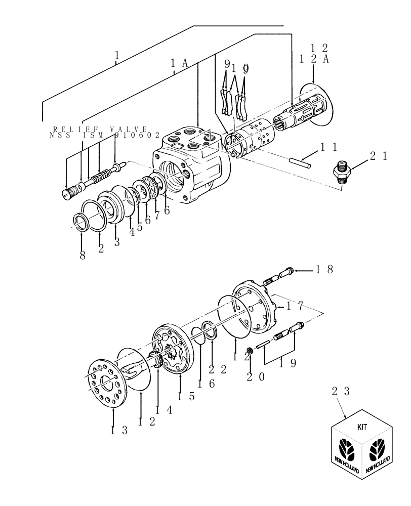 Схема запчастей Case IH DX21 - (04.04) - POWER STEERING MOTOR (04) - FRONT AXLE & STEERING