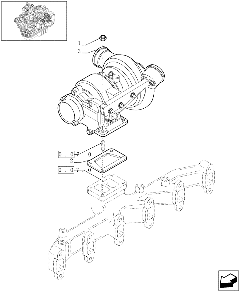 Схема запчастей Case IH F4GE9684D J600 - (0.24.0[01]) - TURBOCHARGER (504180165) 