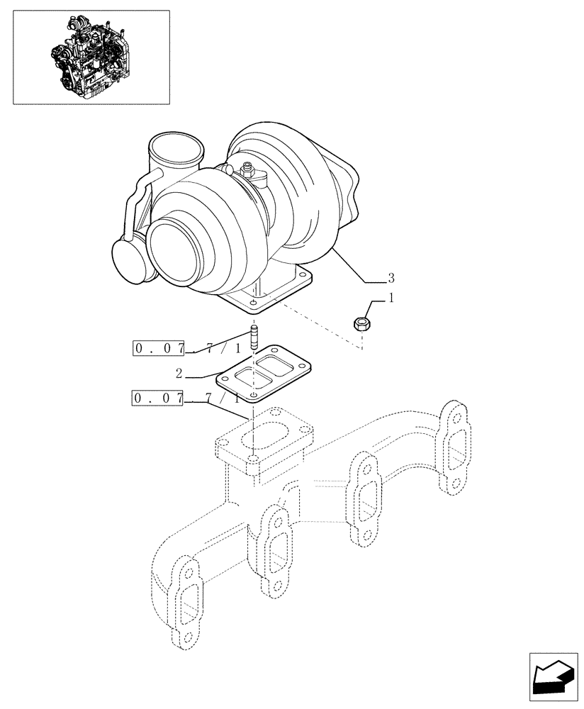 Схема запчастей Case IH MXU110 - (0.24.0/01) - TURBOCHARGER (01) - ENGINE