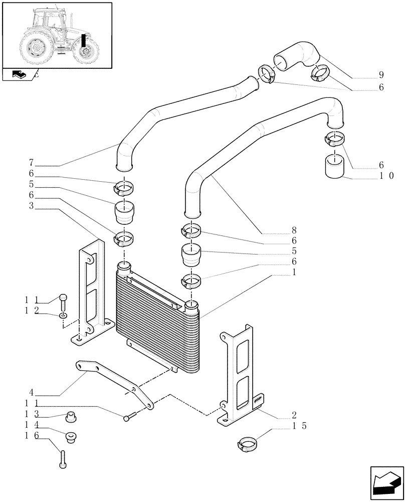 Схема запчастей Case IH FARMALL 90 - (1.19.1[02]) - INTERCOOLER AND RELATED PARTS - C6750 (02) - ENGINE EQUIPMENT