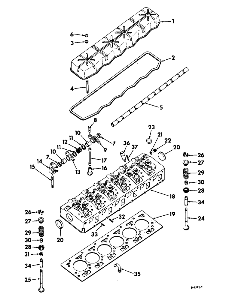 Схема запчастей Case IH 706 - (D-29) - DIESEL ENGINES, CYLINDER HEAD AND RELATED PARTS (01) - ENGINE