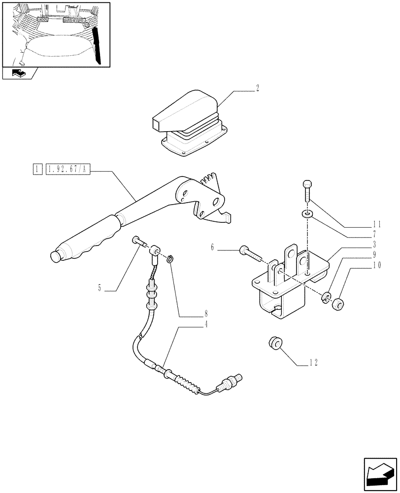 Схема запчастей Case IH FARMALL 95 - (1.92.67) - HANDBRAKE CONTROL (10) - OPERATORS PLATFORM/CAB