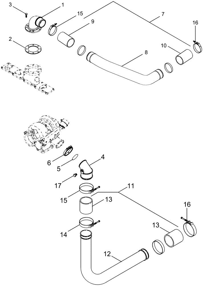 Схема запчастей Case IH 2388 - (02-12) - INTAKE SYSTEM, CHARGE AIR COOLER (01) - ENGINE