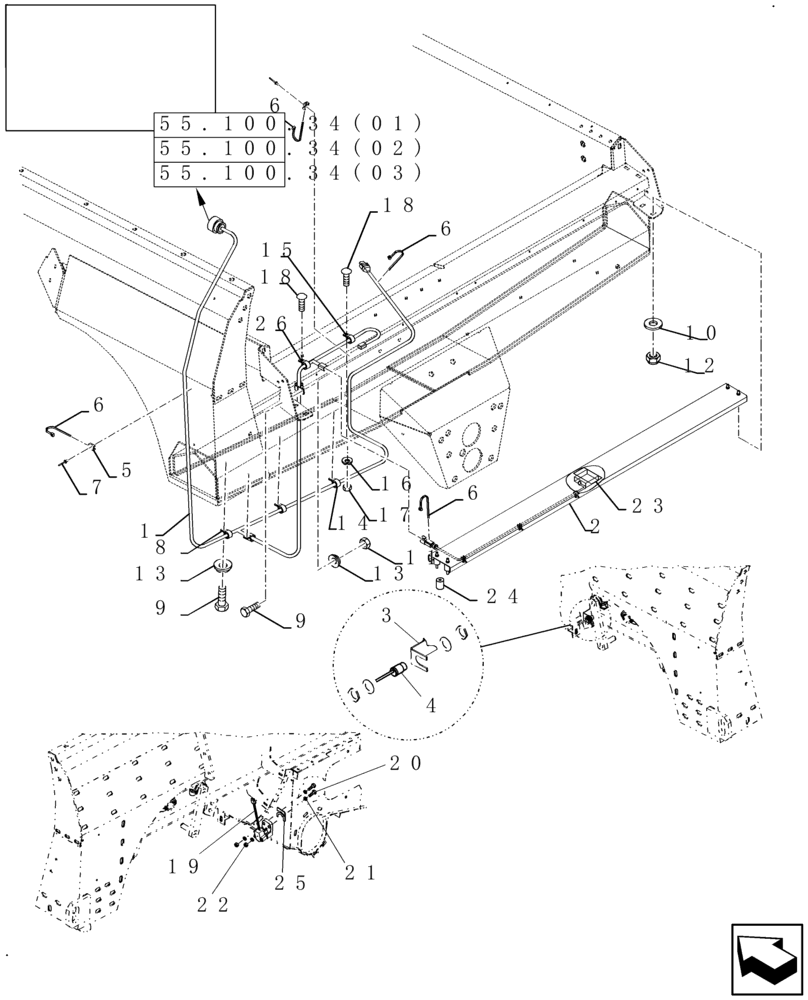 Схема запчастей Case IH 8010 - (55.100.42[01]) - WIRE HARNESS, REAR, LOWER FRAME - 7010/8010 (55) - ELECTRICAL SYSTEMS