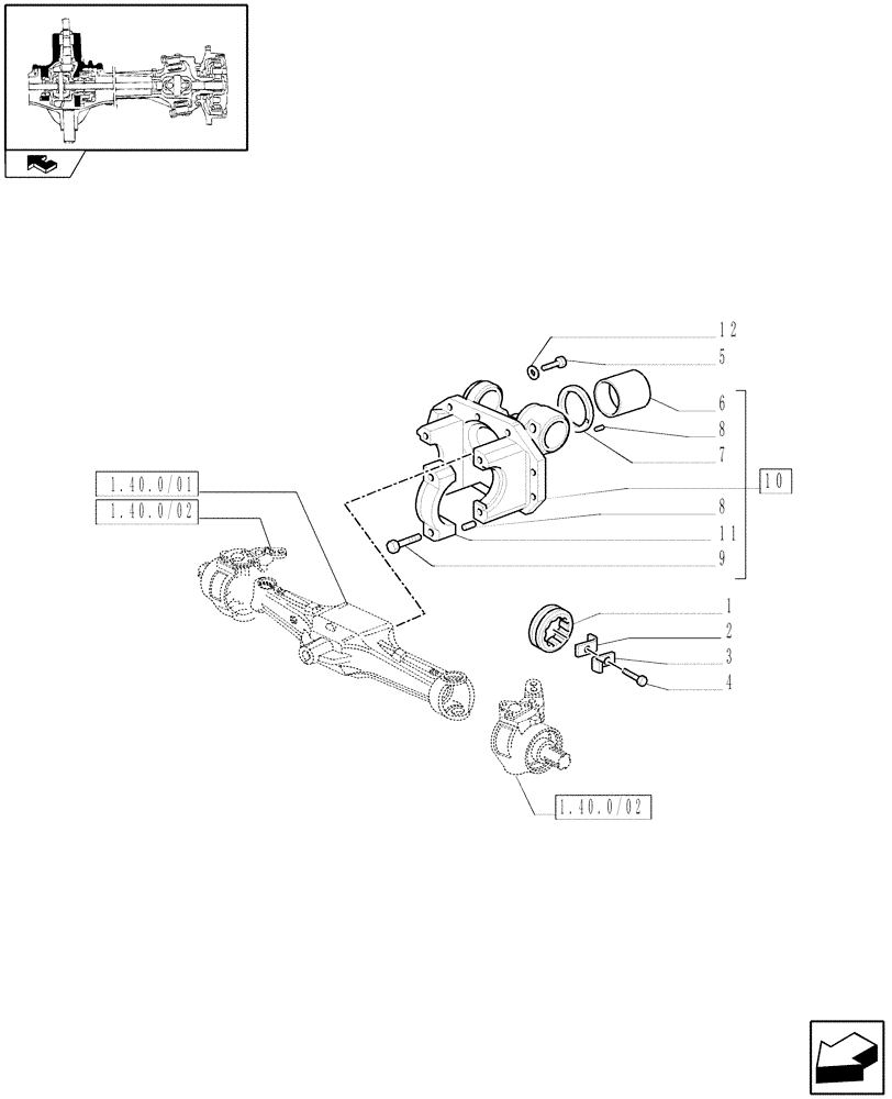 Схема запчастей Case IH FARMALL 75C - (1.40.0/05) - FRONT AXLE - SUPPORT - 4WD (04) - FRONT AXLE & STEERING